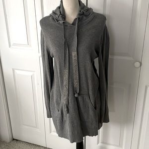 Chicos long hooded sweater tunic sz 1
